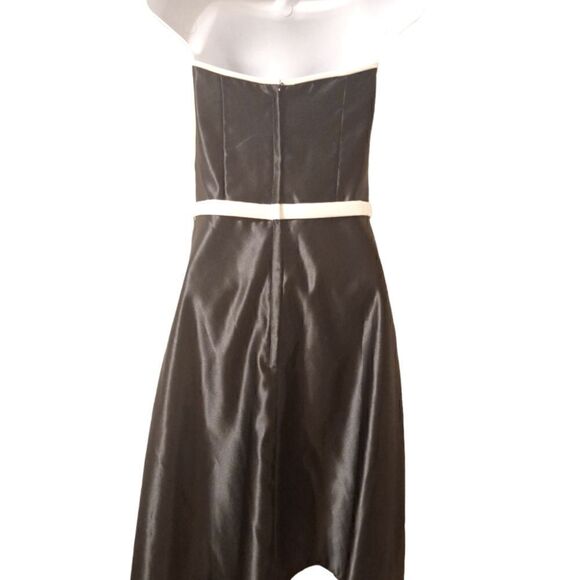 Scott McClintock vintage black/ white trim satin strapless formal dress 10 - Picture 5 of 8